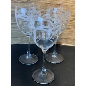 3 Rolf Retired Rolf Glass Palm Tree Etched Wine Glasses 8”